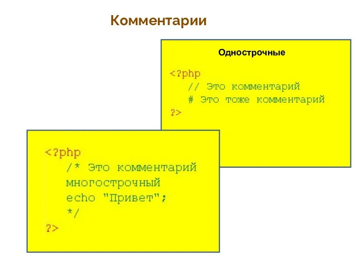 Комментарии Однострочные Многострочные