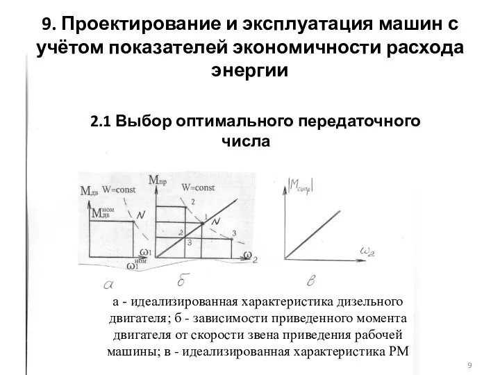 9. Проектирование и эксплуатация машин с учётом показателей экономичности расхода энергии