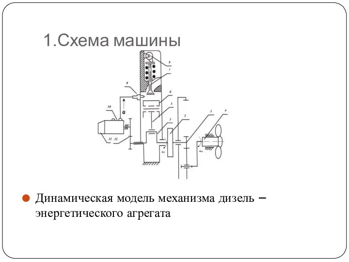 1.Схема машины Динамическая модель механизма дизель – энергетического агрегата