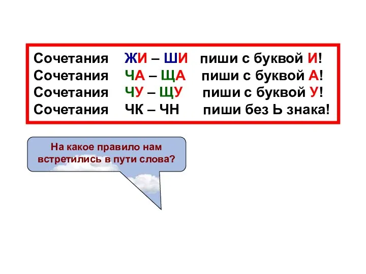 На какое правило нам встретились в пути слова? Сочетания ЖИ –