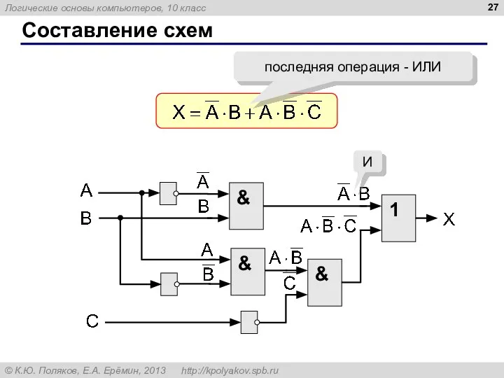 Составление схем последняя операция - ИЛИ & И