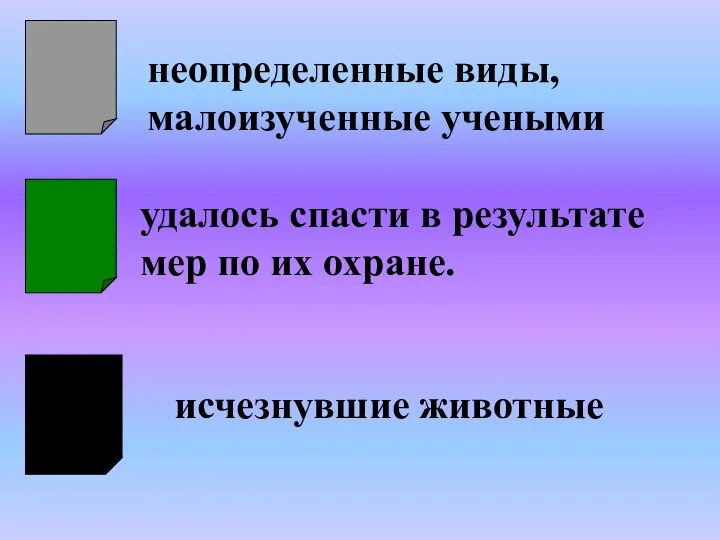 неопределенные виды, малоизученные учеными удалось спасти в результате мер по их охране. исчезнувшие животные