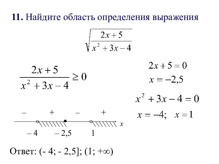 11. Найдите область определения выражения . ° ° х – 4