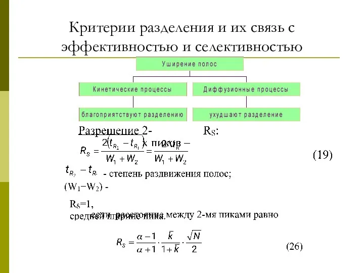 Критерии разделения и их связь с эффективностью и селективностью