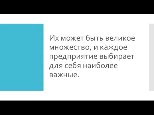 Их может быть великое множество, и каждое предприятие выбирает для себя наиболее важные.