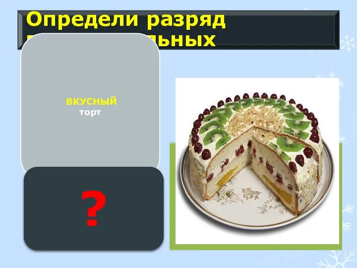 Определи разряд прилагательных ВКУСНЫЙ торт ?