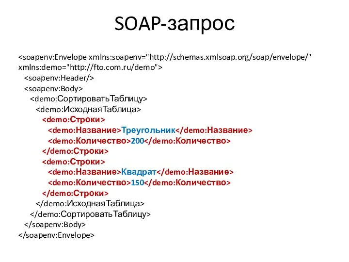 SOAP-запрос Треугольник 200 Квадрат 150