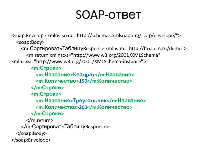 SOAP-ответ Квадрат 150 Треугольник 200