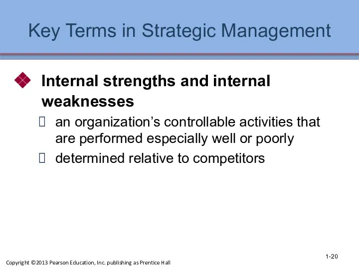 Key Terms in Strategic Management Internal strengths and internal weaknesses an