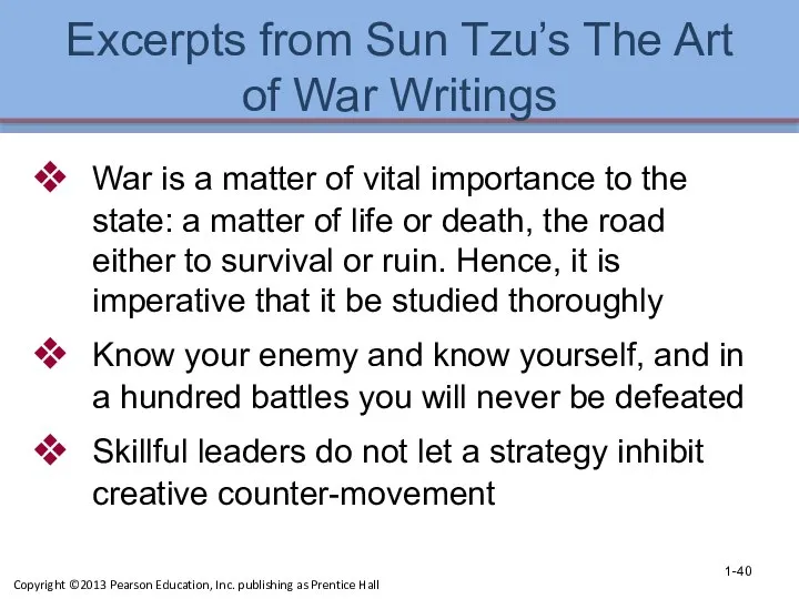 Excerpts from Sun Tzu’s The Art of War Writings War is