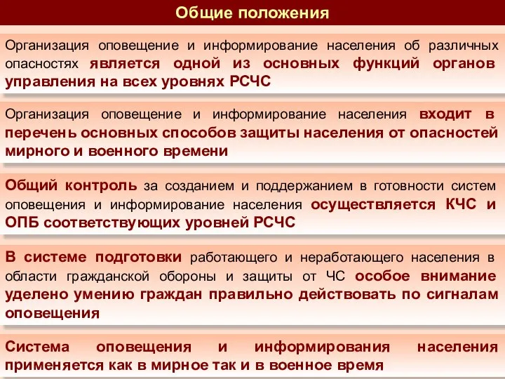 Организация оповещение и информирование населения об различных опасностях является одной из