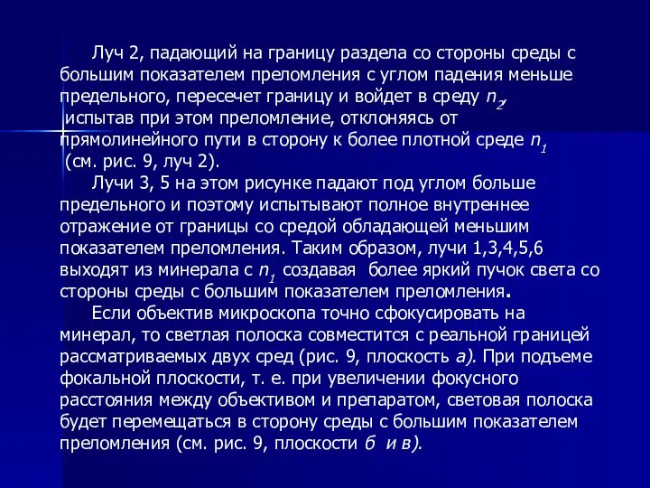 Луч 2, падающий на границу раздела со стороны среды с большим