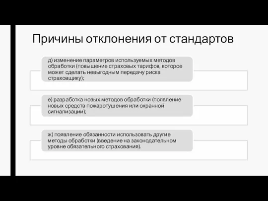 Причины отклонения от стандартов