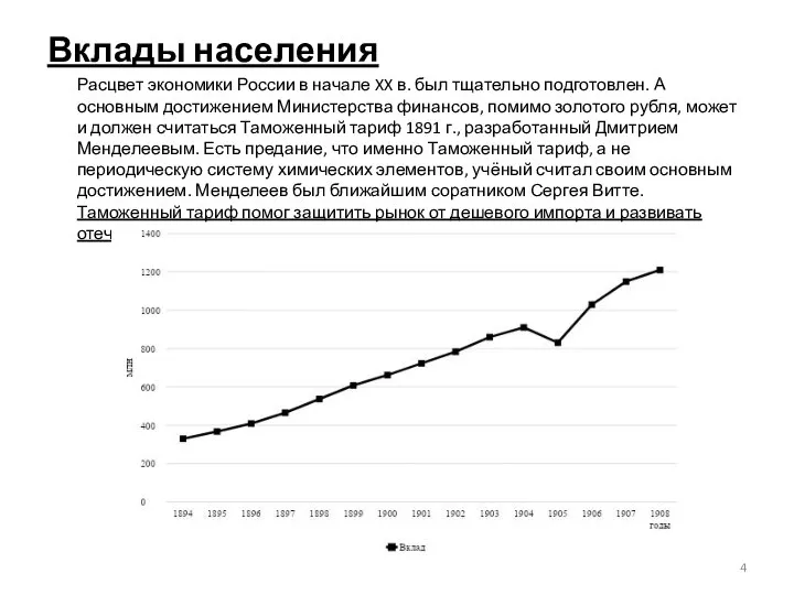 Вклады населения Расцвет экономики России в начале XX в. был тщательно
