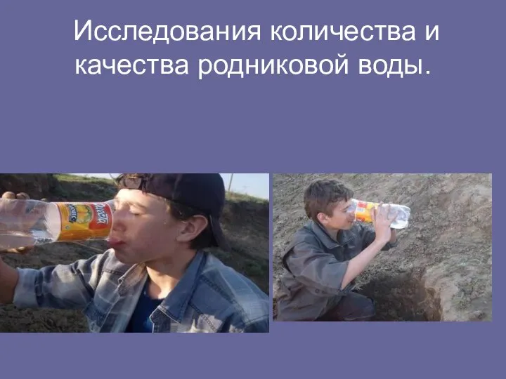 Исследования количества и качества родниковой воды.