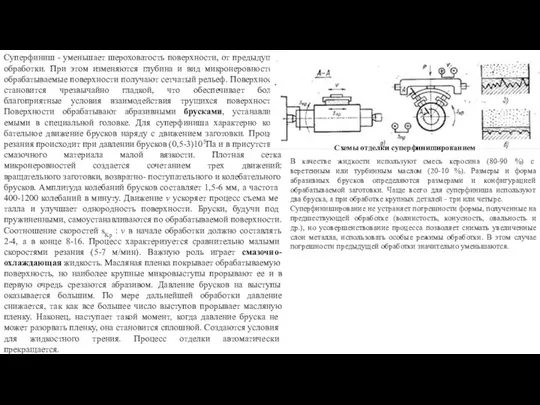 Суперфиниш - уменьшает шероховатость поверхности, от предыдущей обработки. При этом изме­няются