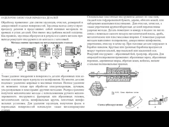 ОТДЕЛОЧНО-ЗАЧИСТНАЯ ОБРАБОТКА ДЕТАЛЕЙ Обработку применяют для снятия заусенцев, очистки, размерной и