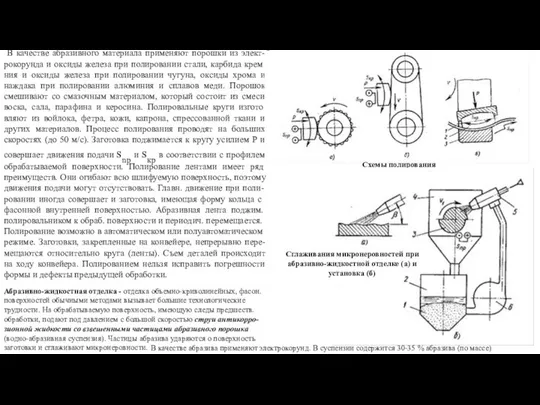 В качестве абразивного материала применяют порошки из элект-рокорунда и оксиды железа