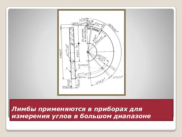 Лимбы применяются в приборах для измерения углов в большом диапазоне