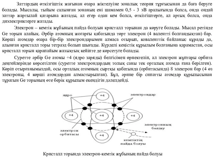 Заттардың өткізгіштік жағынан өзара жіктелуіне зоналық теория тұрғысынан да баға беруге