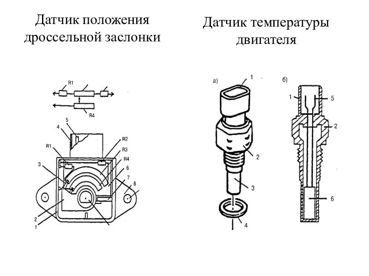 Датчик положения дроссельной заслонки Датчик температуры двигателя