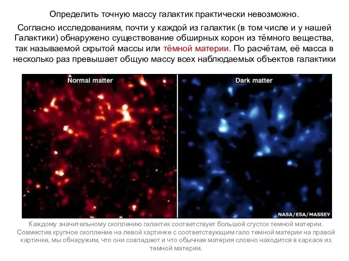 Веста Паллада Определить точную массу галактик практически невозможно. Согласно исследованиям, почти