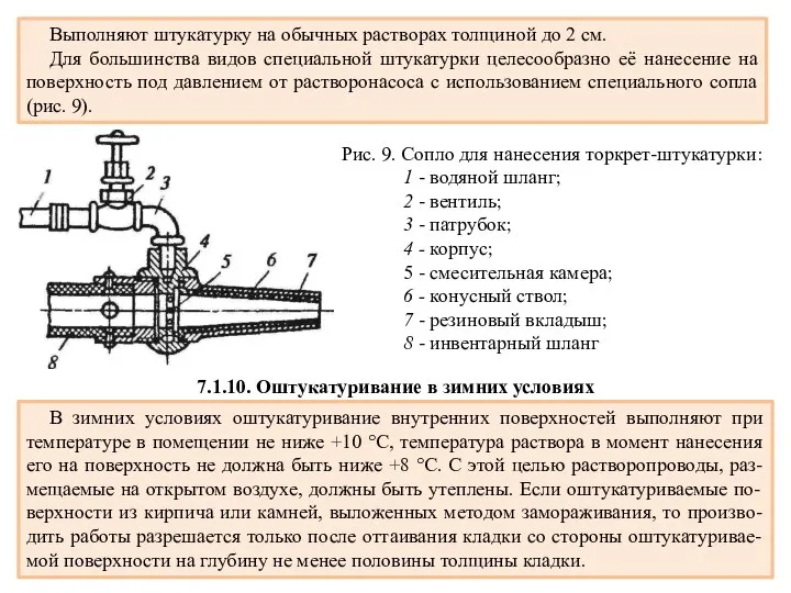 Выполняют штукатурку на обычных растворах толщиной до 2 см. Для большинства