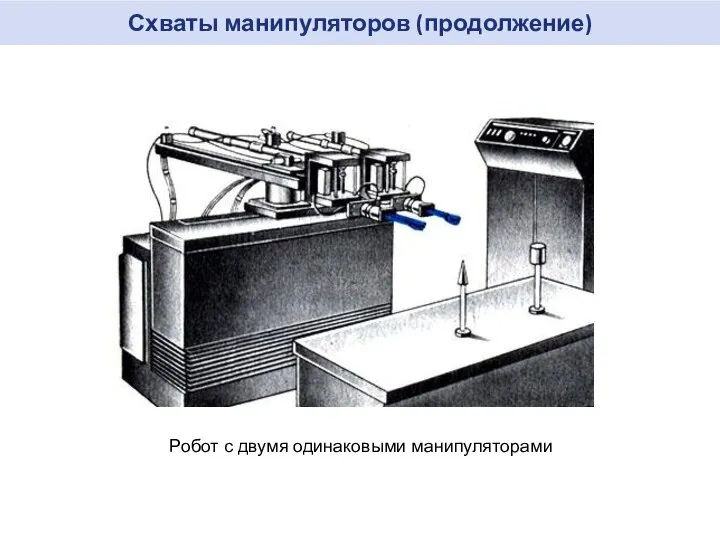 Схваты манипуляторов (продолжение) Робот с двумя одинаковыми манипуляторами