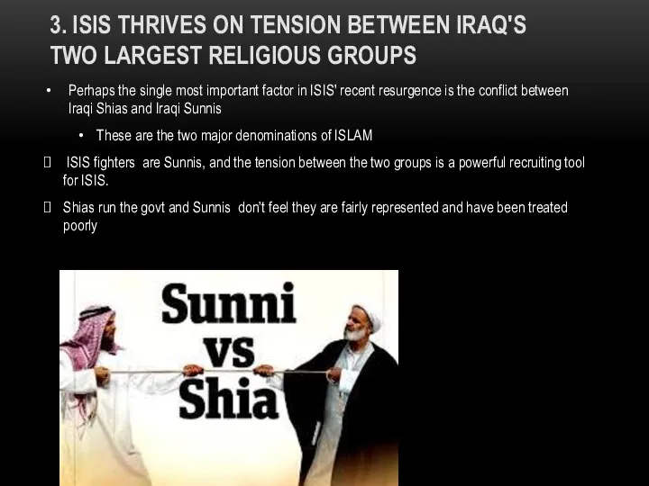 3. ISIS THRIVES ON TENSION BETWEEN IRAQ'S TWO LARGEST RELIGIOUS GROUPS