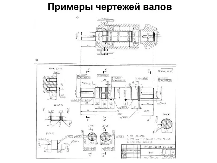 Примеры чертежей валов