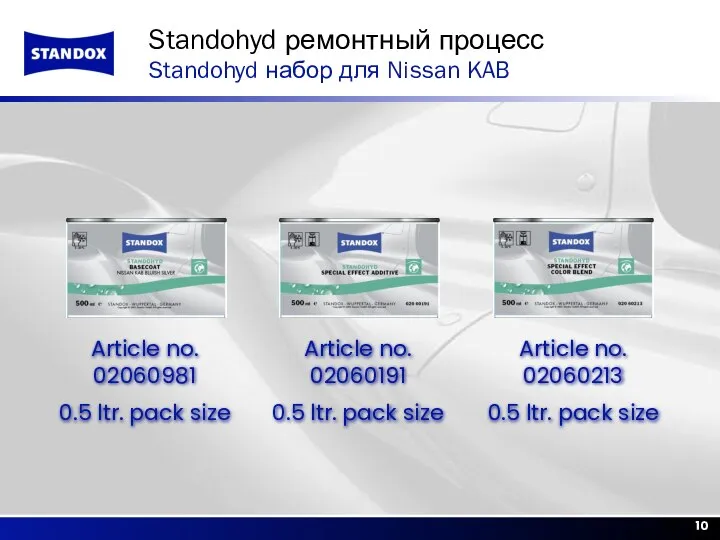 Standohyd ремонтный процесс Standohyd набор для Nissan KAB Article no. 02060981