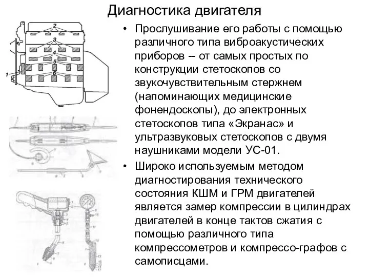 Диагностика двигателя Прослушивание его работы с помощью различного типа виброакустических приборов