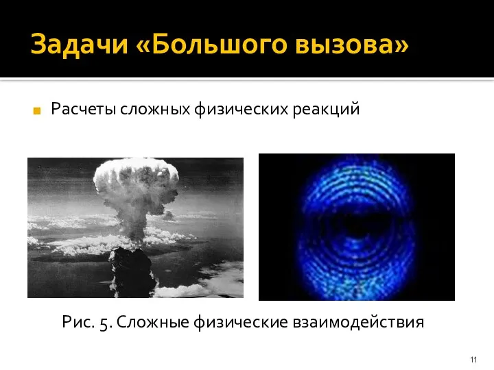 Задачи «Большого вызова» Расчеты сложных физических реакций Рис. 5. Сложные физические взаимодействия