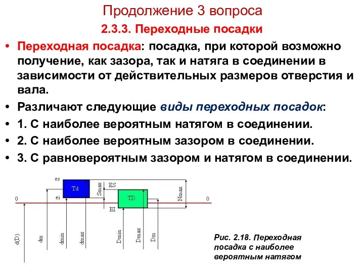 Продолжение 3 вопроса 2.3.3. Переходные посадки Переходная посадка: посадка, при которой