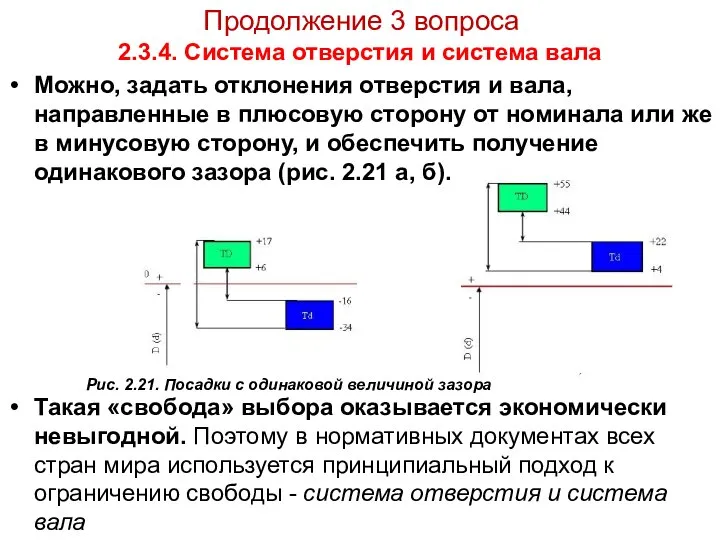 Продолжение 3 вопроса 2.3.4. Система отверстия и система вала Можно, задать