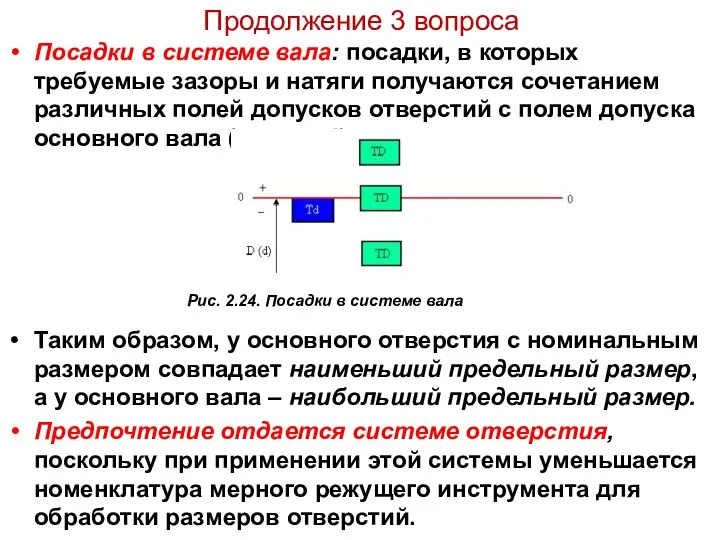 Продолжение 3 вопроса Посадки в системе вала: посадки, в которых требуемые