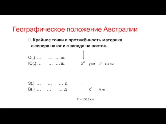 Географическое положение Австралии II. Крайние точки и протяжённость материка с севера