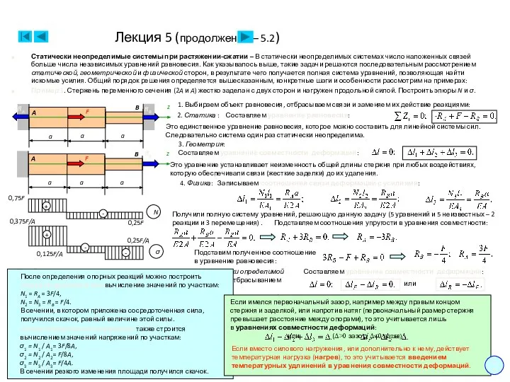 Лекция 5 (продолжение – 5.2) Статически неопределимые системы при растяжении-сжатии –