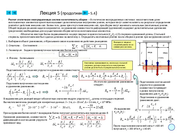 Лекция 5 (продолжение – 5.4) Расчет статически неопределимых систем на неточность