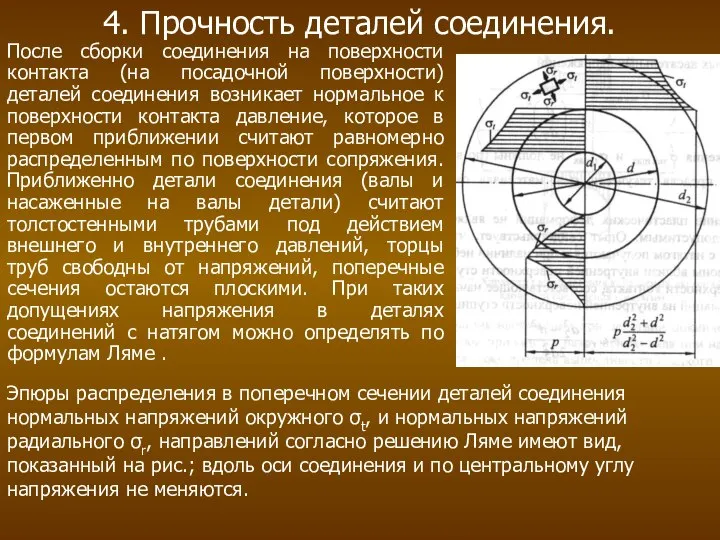 4. Прочность деталей соединения. После сборки соединения на поверхности контакта (на