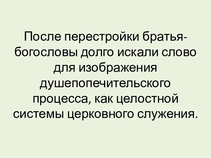 После перестройки братья-богословы долго искали слово для изображения душепопечительского процесса, как целостной системы церковного служения.