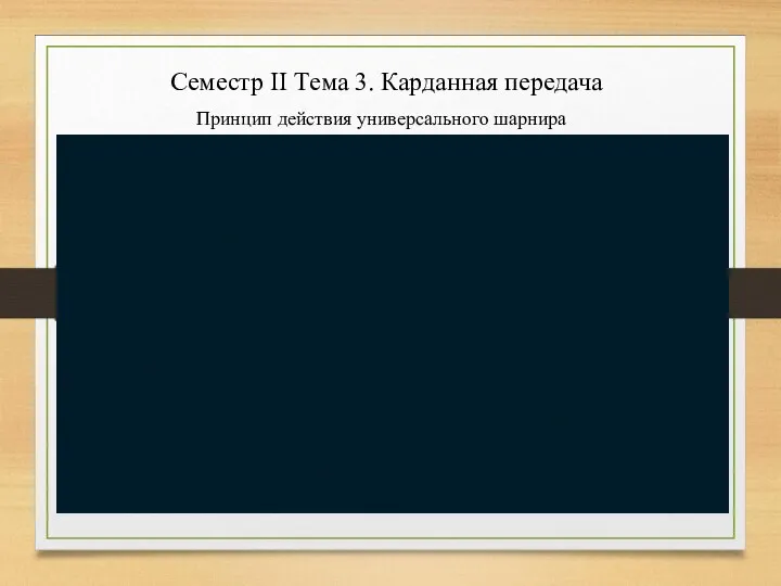 Семестр II Тема 3. Карданная передача Принцип действия универсального шарнира