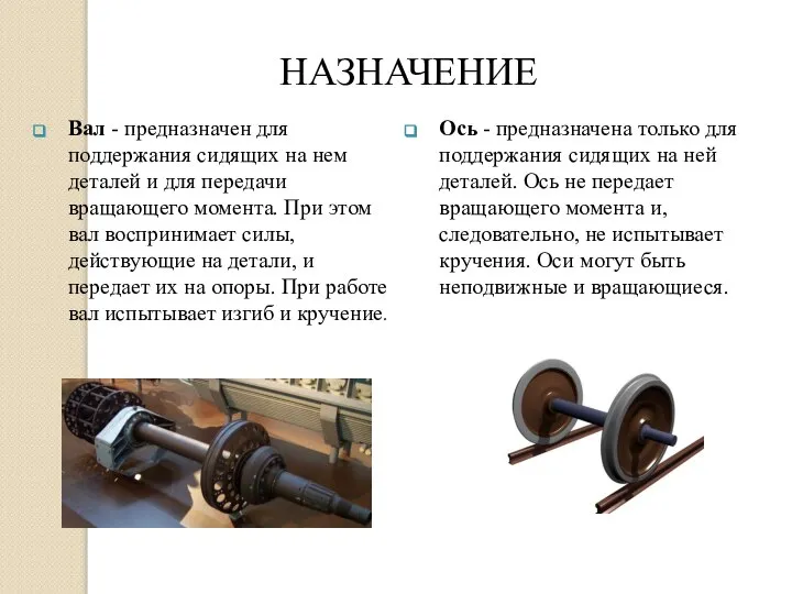 Вал - предназначен для поддержания сидящих на нем деталей и для