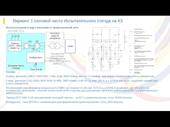 Вариант 1 силовой части Испытательного стенда на КЗ Испытательный стенд с