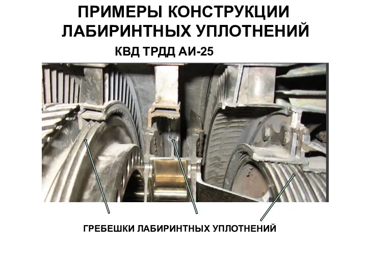 ПРИМЕРЫ КОНСТРУКЦИИ ЛАБИРИНТНЫХ УПЛОТНЕНИЙ КВД ТРДД АИ-25 ГРЕБЕШКИ ЛАБИРИНТНЫХ УПЛОТНЕНИЙ