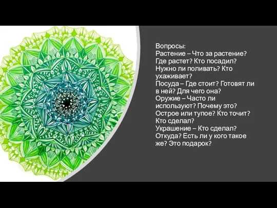 Вопросы: Растение – Что за растение? Где растет? Кто посадил? Нужно