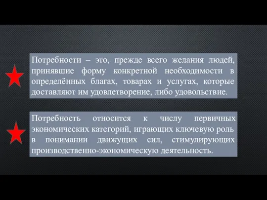 Потребности – это, прежде всего желания людей, принявшие форму конкретной необходимости