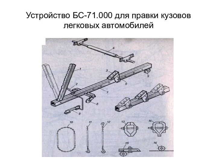 Устройство БС-71.000 для правки кузовов легковых автомобилей