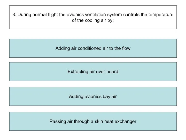 3. During normal flight the avionics ventilation system controls the temperature