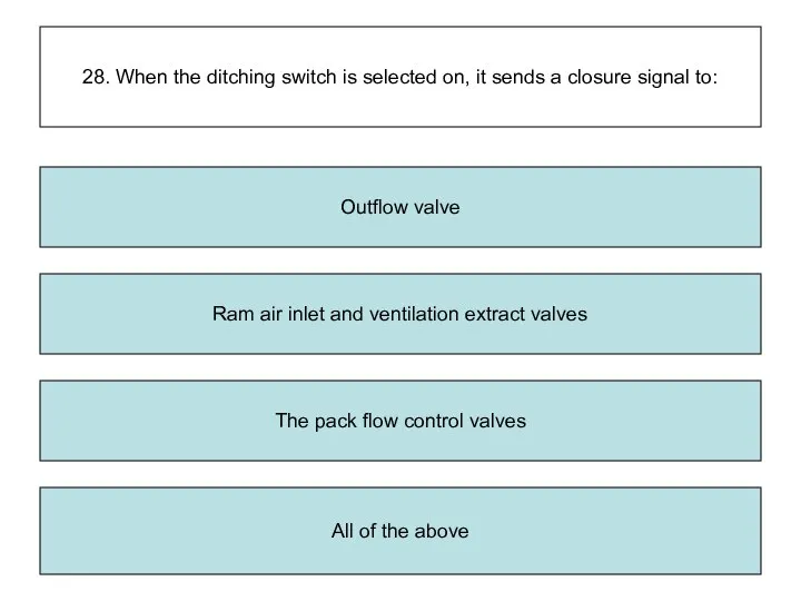 28. When the ditching switch is selected on, it sends a